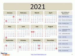 Yearly 2021 calendar with holidays. Printable Calendar 2021 Template Free Powerpoint Templates