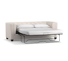 Eveland 58.3'' velvet square arm chesterfield loveseat. Chesterfield Square Arm Upholstered Sleeper Sofa Pottery Barn