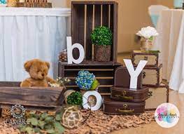 Rustic Garden Teddy Bear Baby Shower Blue Flower Arrangements Follow On Instagram Teddy Bear Baby Shower Baby Bear Baby Shower Teddy Bear Baby Shower Theme