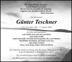 Check spelling or type a new query. Traueranzeigen Von Gunter Teschner Trauer Anzeigen De