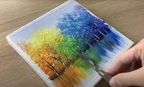 Cara melukis cat air siluet gradasi malam cara melukis cat dengan air ini menggunakan teknik wet on dry. Art Craft Cara Melukis Pemandangan Indah Dengan Mudah Line Today Line Today