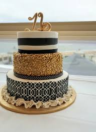 Birthday Black And Gold Cake Ideas Black Gold And White Sweet 16 Cake Sweet 16 Birthday Sweet 16 Cakes Black And Gold Cake