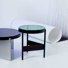 Modern tempered glass oval side coffee table center for living room tea cocktail with open storage shelf furniture clear transparent / black. Contemporary Coffee Table Alwa Two Series Pulpo Glass Steel Base Round