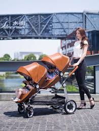 Semaco Brand Luxury Leather Double Twin Stroller With Convertible Bassinet For Infant And Toddler Double Baby Strollers Twin Strollers Twin Strollers Infants