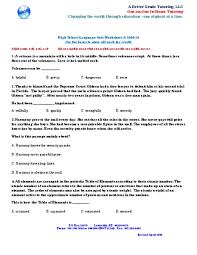 Our preschool vocabulary worksheets are designed to help preschoolers with letter recognition, spelling, and much more! High School Language Arts Worksheet Worksheet For 9th 11th Grade Lesson Planet