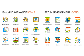Banking And Seo Development Line Icons Set By Alexdndz On With Images Line Icon Icon Set Tool Design