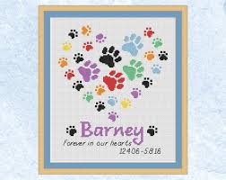 There is no doubt in my mind that she searched out the stair steps of the the red, white, and blue rays as she crossed. Personalized Paw Print Cross Stitch Art Collectibles Cross Stitch Advancedrealty Com