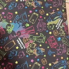 黒 ネオン にゃんこ大戦争 はぎれ 布 生地