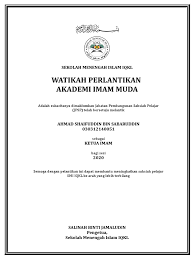 Sekolah menengah pertama khusus puteri alamat : Watikah Imam Bilal 2020