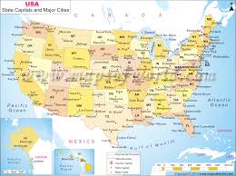 Us Map With Major Cities World Map With Countries North America Map World Map Printable