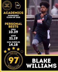 Blake Williams Recruiting Score: 97 🎓Dunwoody (GA) class of 25' ⏱️Personal  Bests: 100m
