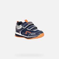 Geox Todo Baby Boy Navy Blue And Neon Orange Sneakers Geox