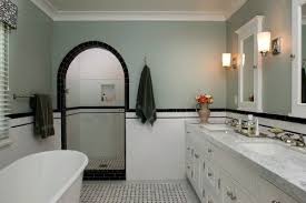 Retro Inspired Bathroom White Black And Soft Green Bathroom Bathroomdesign B White Bathroom Tiles Art Deco Bathroom Vanity Black And White Tiles Bathroom