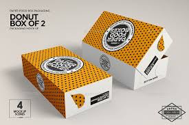 Box Of 2 Donut Pastry Box Packaging Mockup Food Box Packaging Box Packaging Donut Box