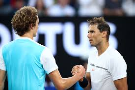 Hand cramp (left middle finger) scare during the final set of men's singles. Sascha Zverev And Rafa Nadal Shake Hands After Five Set Battle In Australian Open Third Round 2017 Rafael Nadal Fans