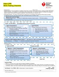 Nationally accepted cpr follows heart association guidelines. Infant Cpr Skills Testing Checklist Fill Online Printable Fillable Blank Pdffiller