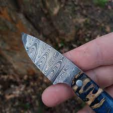 Exotic knife handles, commerce city, colorado. Damascus Neck Knife With Blue Cholla Cactus Scales And Stainless Steel Pins Hope You Like It Knifemaking