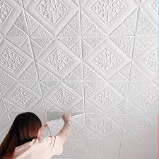 3d wall sticker ceiling sticker roof. Nasmodo Foam Wall 3d Ceiling Wallpaper Tiles Panel Vinyl Stickers Self Adhesive For Home Living Room Bedroom Wall Panels 70 X 70 Cm 4 Diamond Buy Online In Germany At Desertcart 228332039