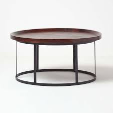 Check spelling or type a new query. Industrial Round Coffee Table With Dark Wood Top And Steel Frame