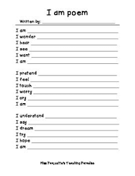 This Is A Great Writing Activity For The Beginning Of The Year Kids Fill In The Blanks With Words Or Short Phrases In 2020 I Am Poem Template I Am Poem