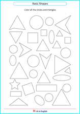 Squares, rectangles, circles, triangles, ovals and diamonds (rhombuses). Grade 1 Basic Shapes Geometry Math School Worksheets For Primary And Elementary Math Education