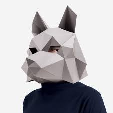 Trace one each of head side 1, head side 2, head back, and snout onto cardboard. Amazon Com Wolf Mask Animal Mask Dire Wolf Mask Diy Paper Mask Halloween Mask Adults Children Geometric 3d Design Low Poly Mask Grey Clothing