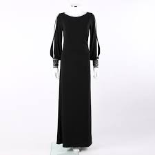 Cache Embellished Bishop Sleeve Evening Gown