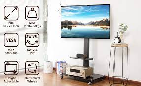 Got em around $70 each versus the. Amazon Com Rolling Tv Stand With Wheels Mobile Portable Floor Cart Fit 37 70 Inch Flat Curved Screens Tvs Swivel Mount Height Adjustable Shelf Home Kitchen