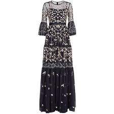 Needle Thread Climbing Blossom Tiered Gown 600 Liked On Polyvore Featuring Dresses Gowns Pastel Blue Dresses Embellished Dress Looks Moda Looks Festa