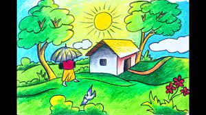 They will also note suitable clothing, the changes in activities, animals and plants. How To Draw Scenery Landscape Of Summer Season For Kids Step By Step Very Easy Drawing Youtube