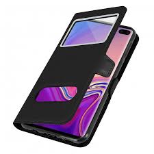 For samsung galaxy s10e s10 s9+ s8 plus s7 edge leather wallet flip case cover. Klappetui Flip Case Doppelfenster View Cover Schwarze Hulle Fur Samsung Galaxy S10 Plus