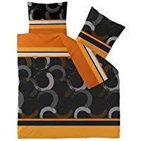 Celinatex Winter Bettwasche 200x220 Microfaser Fleece Bettbezug Mit 80x80 Kissenbezug Style Bettgarnitur Evita Streifen Kreise Orange Grau Bettwasche Bettbezug