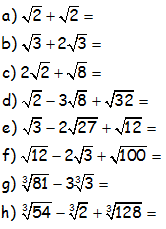 Resultado de imagen para ejercicios con raices