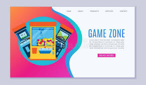 Ilustracion De Plantilla Web Vectorial De Zona De Juego Juegos De Arcade Caza Pesca Boxeo Y Baile Donde Se Juega El Juego O Ilustracion Del Vector Ilustracion De Jugador Danza 173183012