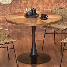 table ronde tulipe 100cm avec plateau couleur bois et pied noir melo