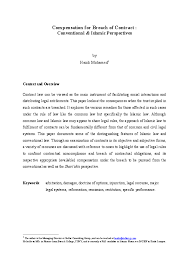 Furthermore, a rescission is often agreed to by all parties to the contract. Compensation For Breach Of Contract Conventional Islamic Perspectives Hazik Mohamed Academia Edu