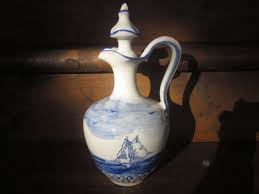 Vintage French Labbe Francois Delft Pottery Liqueur Bottle Ceramic Bottle Vintage Bottles French Vintage