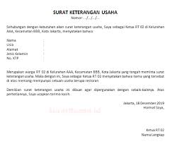 10 Contoh Surat Keterangan Usaha Dari Rt Rw Dan Kelurahan Suratresmi Id