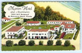 ST. PETERSBURG, Florida FL ~ Roadside MARION HOTEL Apartments 1940s  Postcard