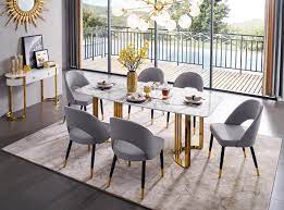 E131 Gold Table 131 Esf Furniture Dining Room Sets Modern Dining Room Set Gold Dining Room Dining Table Marble