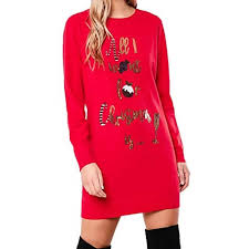 Découvrir une gamme tendance de mode des pull paillette chez rosegal.com france. Champagne Paillettes Rouge Robe Pull De Noel Femme