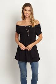 Black Off The Shoulder Short Sleeve Top Black Off Shoulder Black Off Shoulder Top Tops