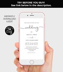 Electronic Wedding Invitation Text Message Invite Cell Phone Modern Calligraphy Fully Editable Text Edit With Corjl Electronic Wedding Invitations Wedding Invitations Wedding Invitation Text