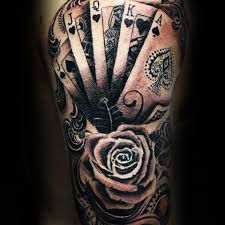 Keep in mind that a more complicated and colorful design will cost more! Photos Flower Half Sleeve Tattoo Design Tips On Half Sleeve Tattoos Card Tattoo Designs Tattoos For Guys Card Tattoo
