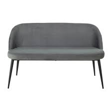 Banquette Vintage 3 Places En Velours Gris Avec Images Banquette Vintage Banquette Salle A Manger Banquette