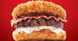 It consists of two pieces of chicken (grilled or fried) as the bun, with melted cheese and bacon in the middle. The Kfc Double Down Has Evolved Into Something Even More Insane Food Fast Food Menu Bunless Burger