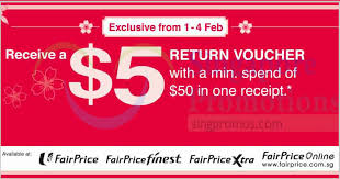 Valid at fairprice stores at the malls of frasers property can meet up or. Fairprice Free 5 Return Voucher When You Spend 50 From 1 4 Feb 2018
