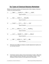 For each of the following, balance the equation and identify the type of reaction. Types Of Reactions Lesson Plans Worksheets Lesson Planet