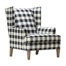 Turquoise blue bamboo wingback chair boasting charm on plank floors beside a white side table against a white wall with a vintage boogie board. Black And White Buffalo Check Wingback Chair Novocom Top