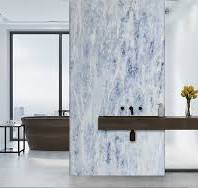 Sky Blue Polished Marble Slab Random